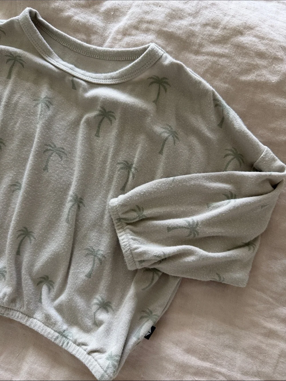 KYTE Kids Palm-Print Long Sleeve Top - Sage Green